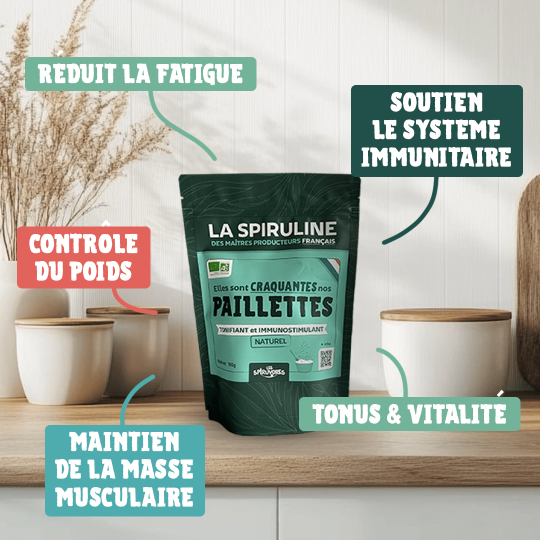 Spiruline bio en paillette, cure 2 mois