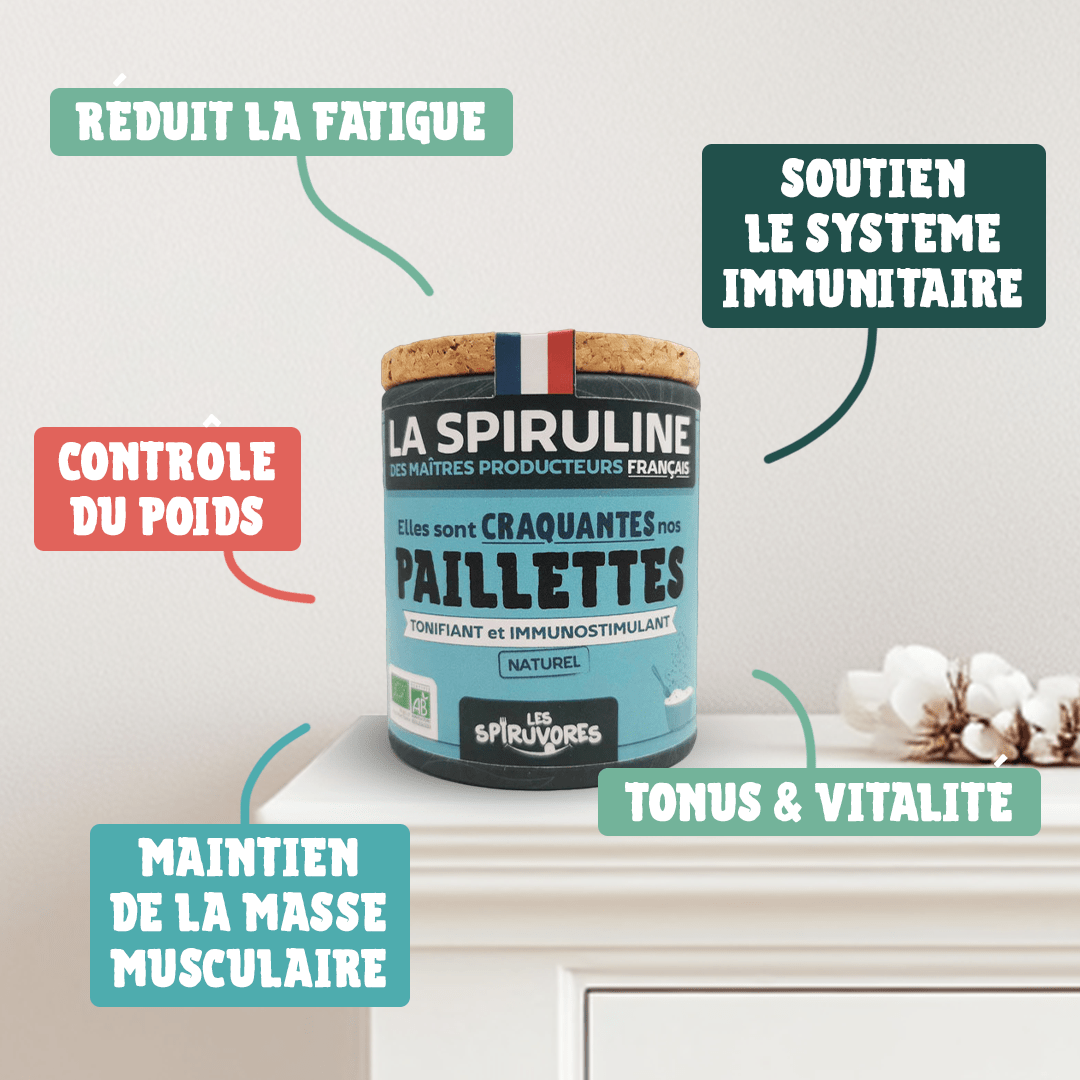 Spiruline bio en paillette, cure 30 jours