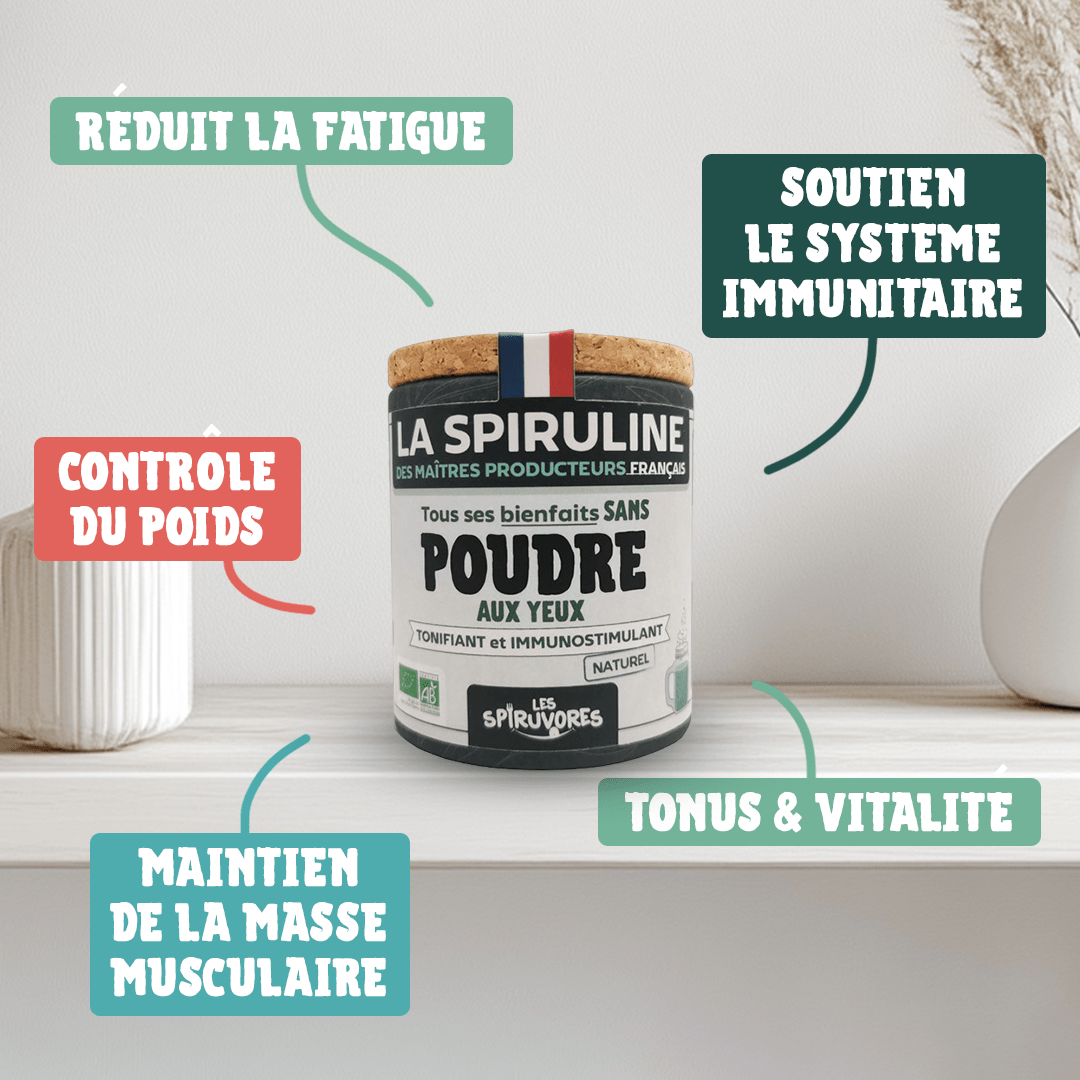 Spiruline bio en poudre, cure de 30 jours