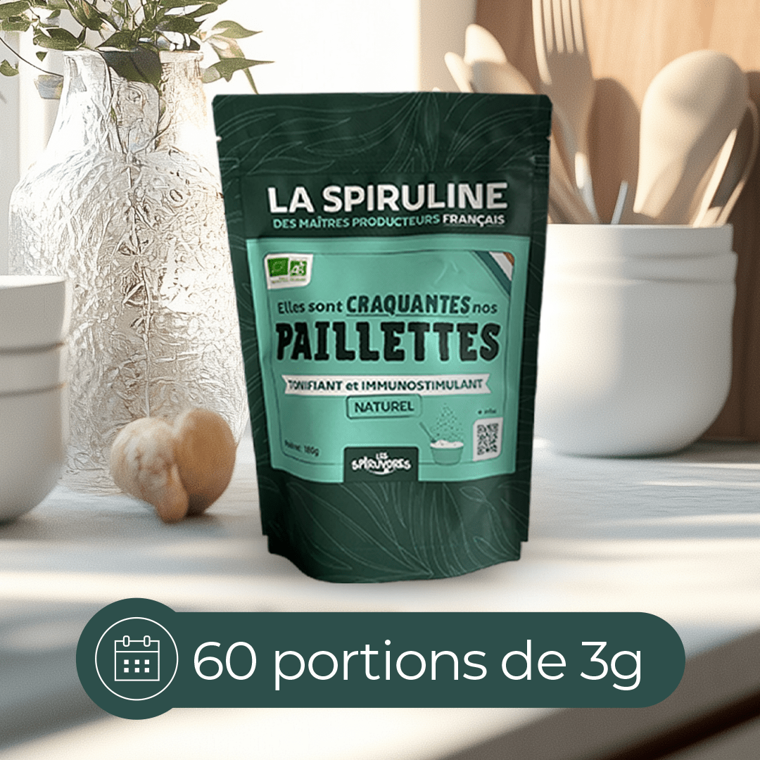 Spiruline bio en paillette, cure 2 mois