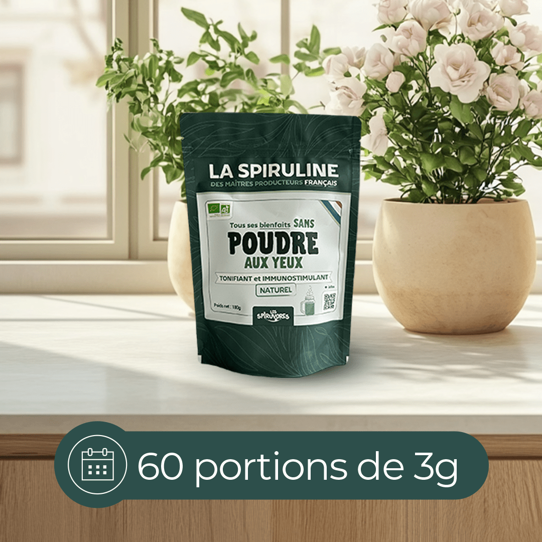 Spiruline bio en poudre, cure de 2 mois