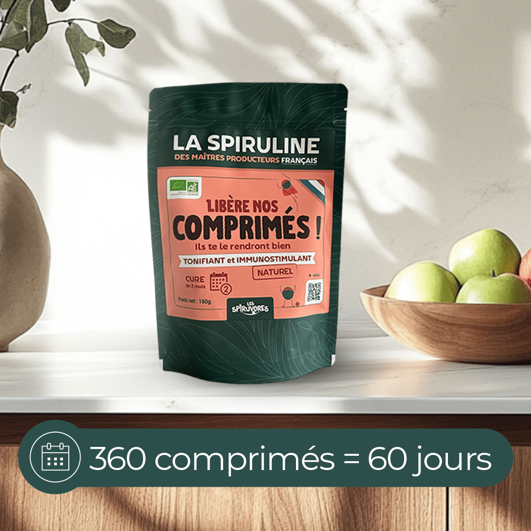 Spiruline bio en comprimés, cure 2 mois